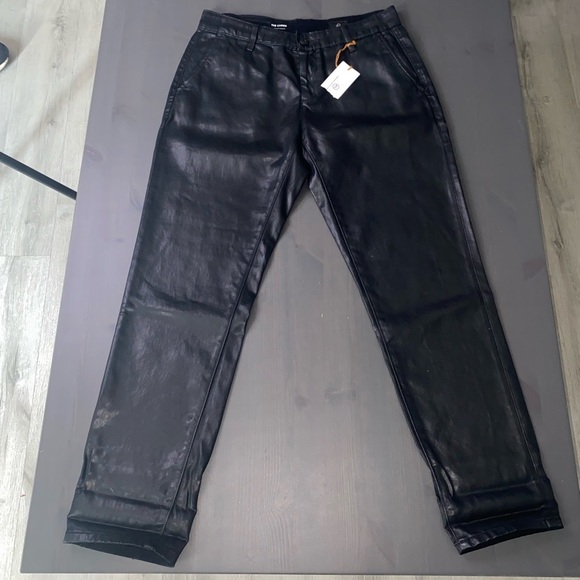 AG Adriano Goldschmied New Caden Black Leatherette Tailored Trouser - Picture 7 of 13